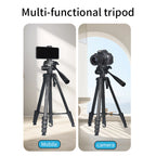Jmary KP-2201 1.7M Tripod with Pan Head & Ring Light Head for Camera & Mobile