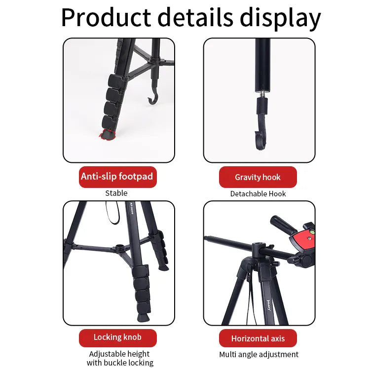Jmary KP-2209 1.7M Overhead Horizontal Axis Tripod for Camera & Mobile