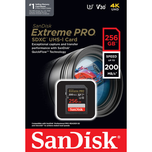 SanDisk Extreme PRO 256GB UHS-I SDXC Memory Card (Up to 200MB/s)