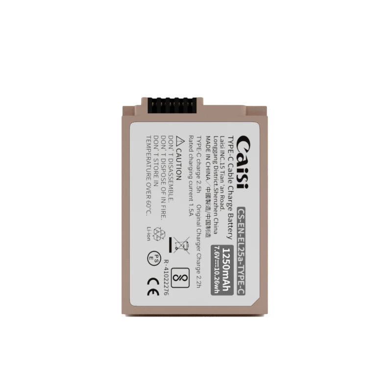 Caisi EN-EL25 USB-C Rechargeable Battery for Nikon Z30, Z50 & Z fc (1250mAh)