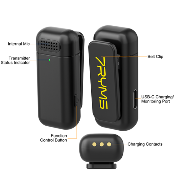 7RYMS Rimo S1 UC 2.4G Dual-Channel Wireless Microphone – USB-C Wireless Mic for Smartphones & Cameras
