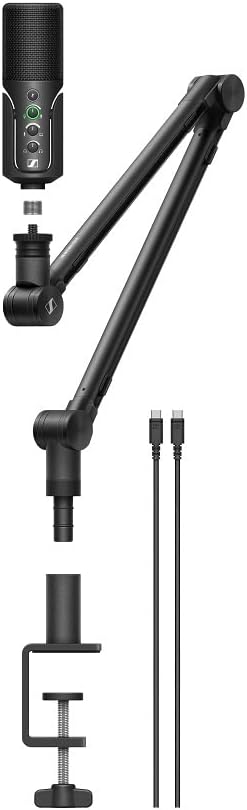 Sennheiser Profile USB Microphone Streaming Set – With Boom Arm, 3m USB-C Cable & Mic Pouch