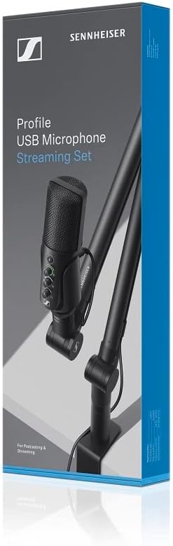 Sennheiser Profile USB Microphone Streaming Set – With Boom Arm, 3m USB-C Cable & Mic Pouch