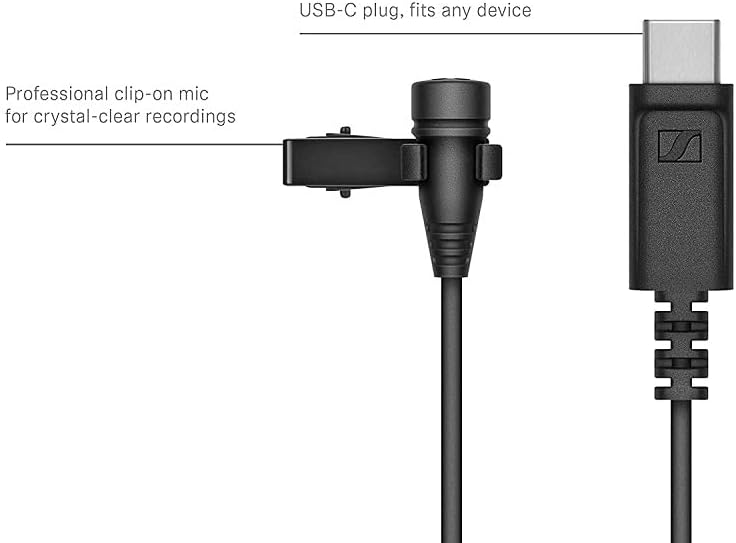 Sennheiser XS Lav USB-C Omnidirectional Lavalier Microphone – For PC & Mobile Devices