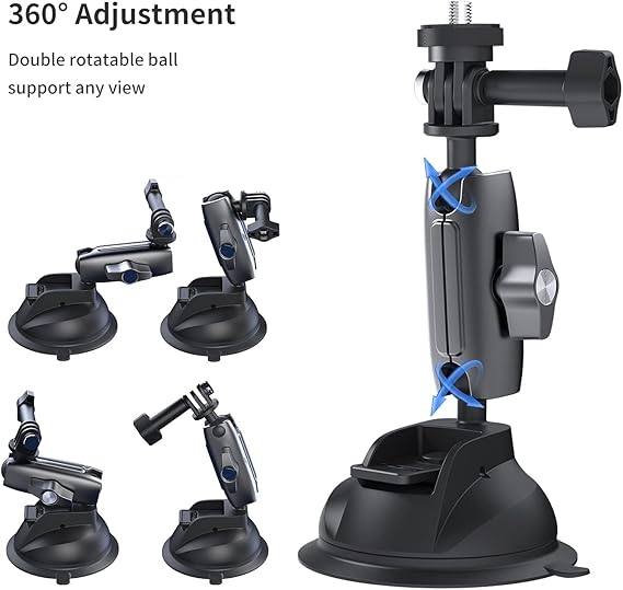 TELESIN Camera Suction Cup Mount Bracket for GoPro & Action Cameras