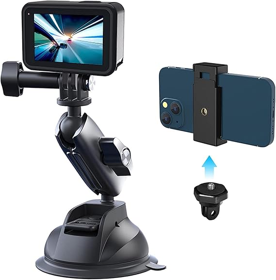 TELESIN Camera Suction Cup Mount Bracket for GoPro & Action Cameras