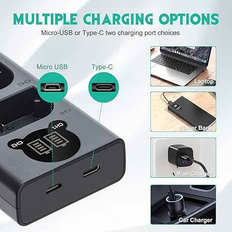Caisi Dual USB Charger MH-24 for Nikon EN-EL14 & EN-EL14a Battery