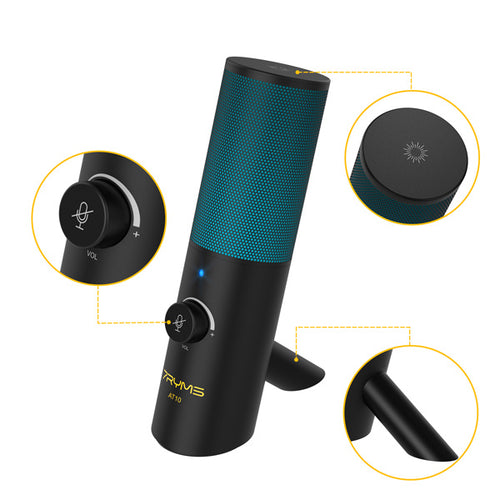 7RYMS AT10 RGB Cardioid Condenser Microphone – USB Studio Mic with RGB Lighting for Streaming & Podcasting