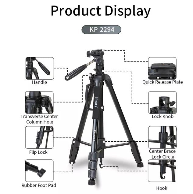 Jmary KP-2294 Professional Overhead Tripod for Camera & Mobile