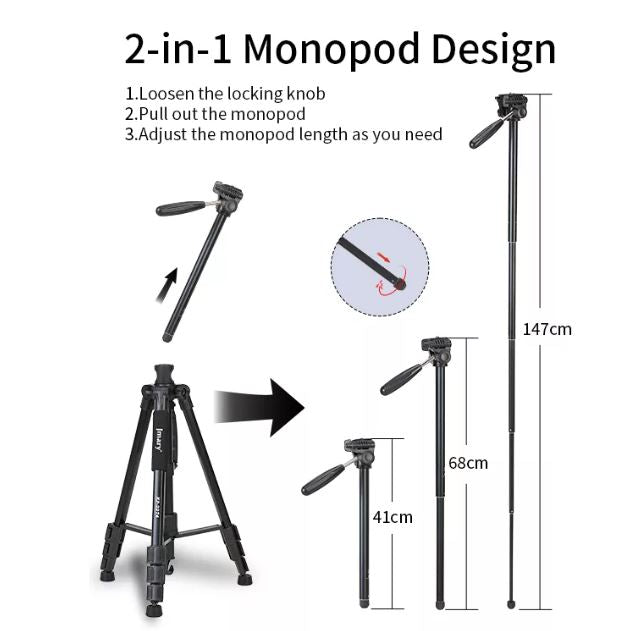 Jmary KP-2274 Professional Overhead Tripod for Camera & Mobile