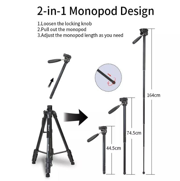Jmary KP-2294 Professional Overhead Tripod for Camera & Mobile