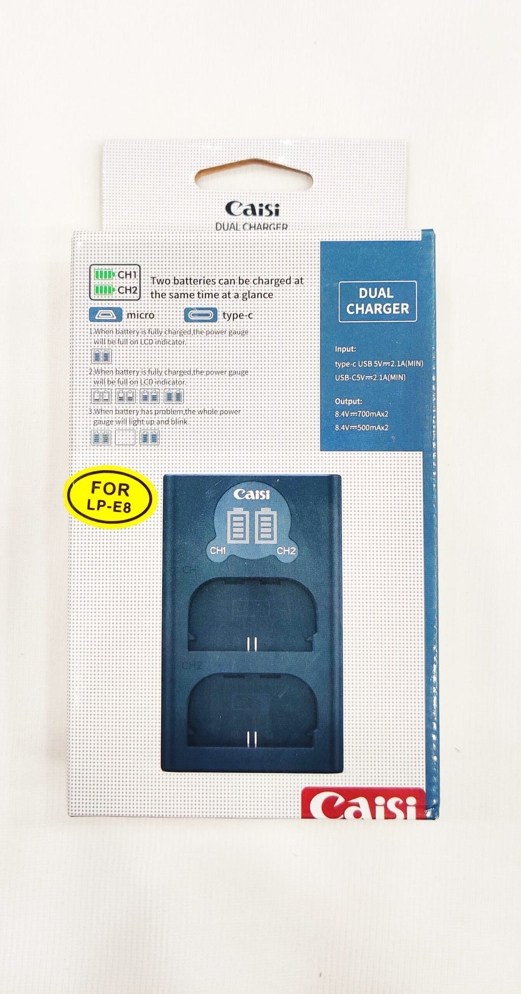 Caisi Dual USB Charger for Canon LP-E8 Battery
