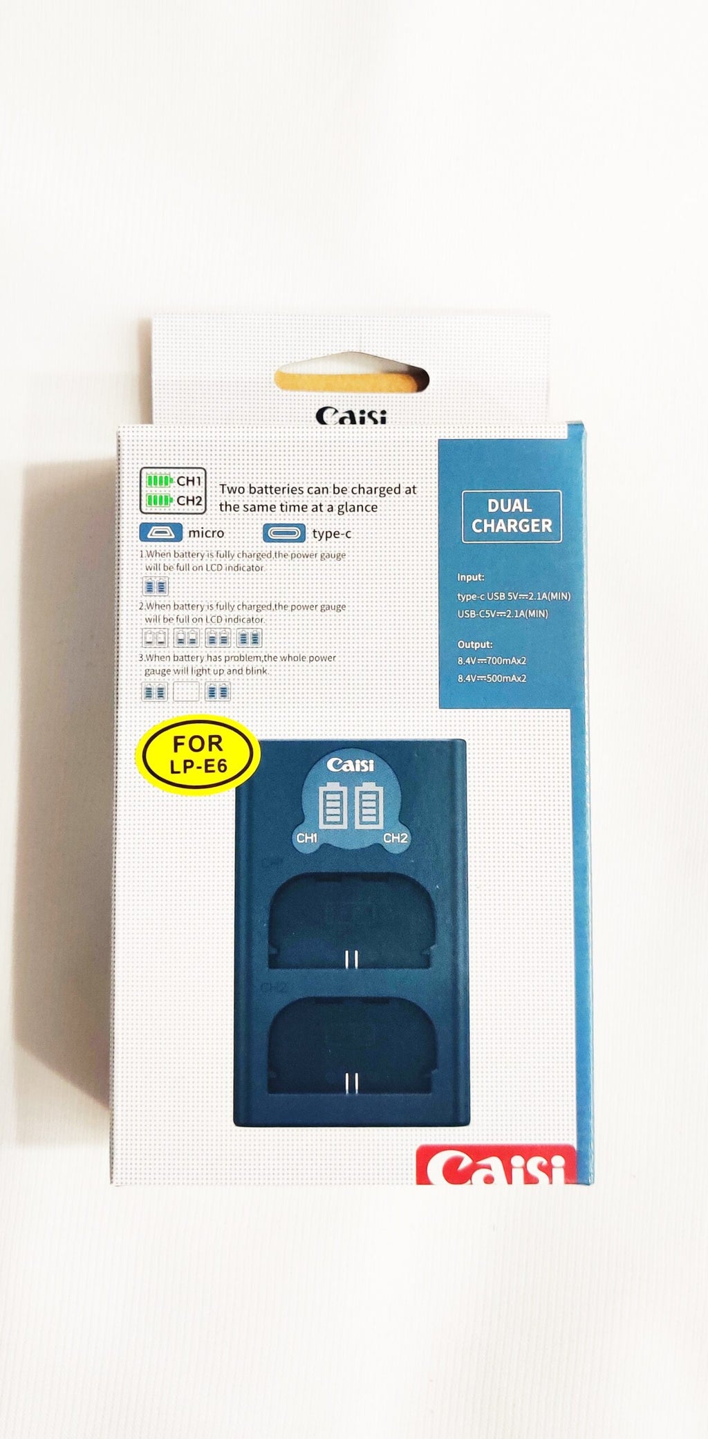 Caisi Dual USB Charger for Canon LP-E6 / LP-E6N / LP-E6NH Battery