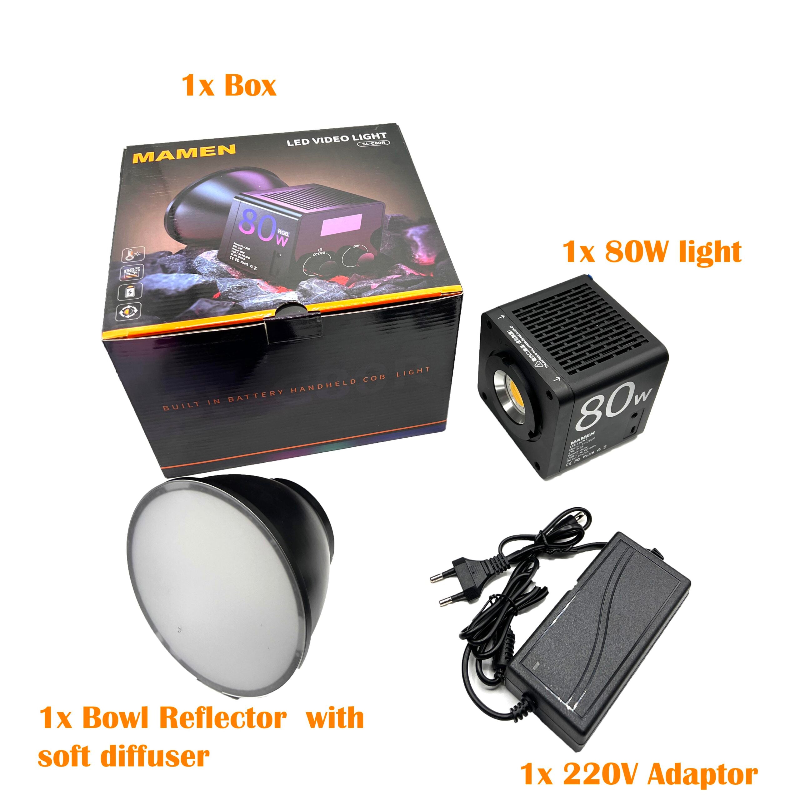 MAMEN C80 80W RGB Continuous LED Light – Professional High-Power RGB Studio Light for Photography & Video