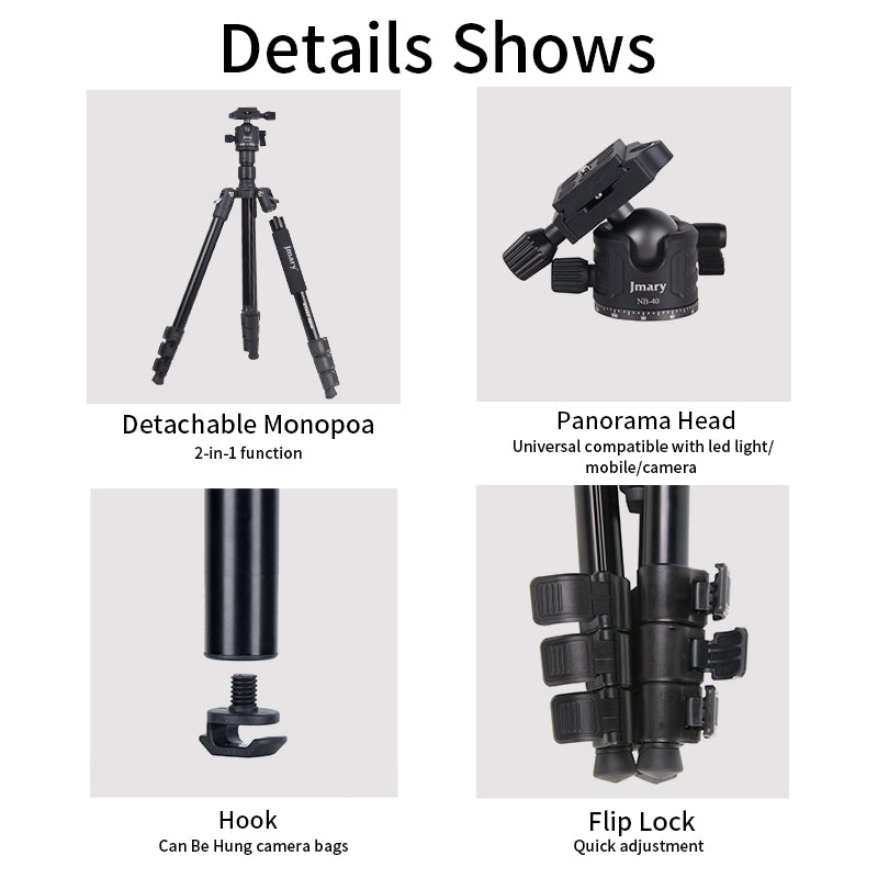 Jmary KT285+NB40 1.64M 2-in-1 Tripod with Panoramic Ball Head