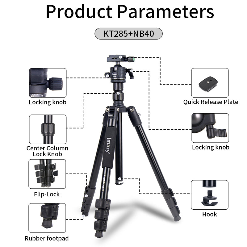 Jmary KT285+NB40 1.64M 2-in-1 Tripod with Panoramic Ball Head
