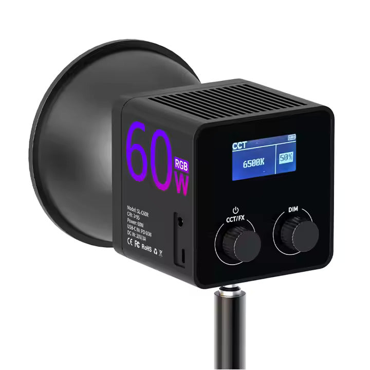 MAMEN C60 60W RGB Continuous LED Light – Professional RGB Studio Light for Photography & Video