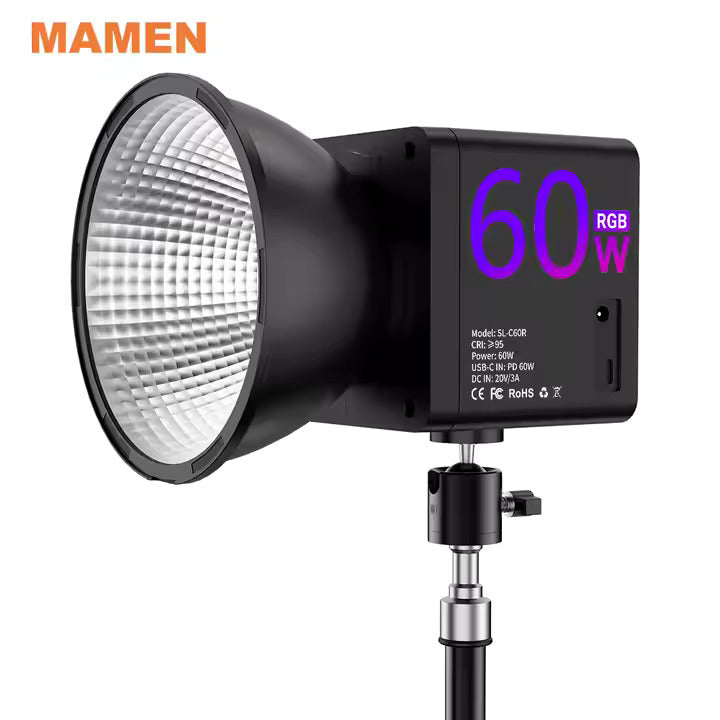 MAMEN C60 60W RGB Continuous LED Light – Professional RGB Studio Light for Photography & Video