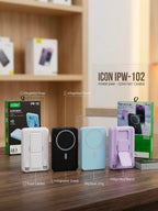 ICON IPW-102 Magnetic Wireless Power Bank 10000mAh 22.5W Fast Charging with Mobile Holder & Digital Display