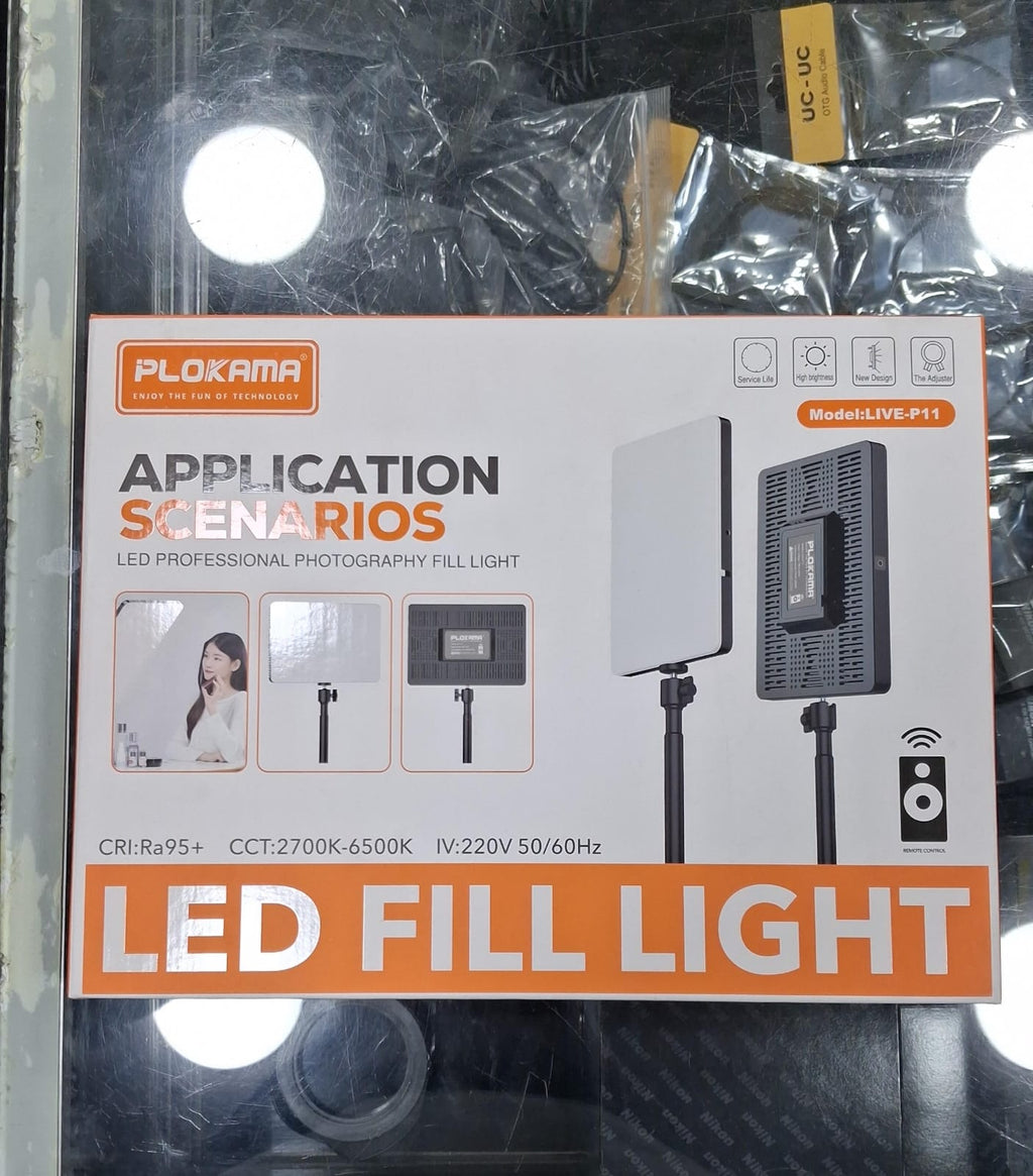 PLOKAMA LIVE-P11 LED Professional Photography Fill Light – Bi-Color Panel with Remote Control