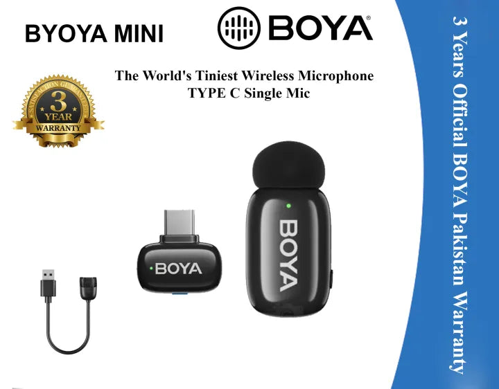 BOYA Mini 2 Upgraded Super Mini Wireless Microphone with AI Noise Cancellation – 2+1 Year Warranty