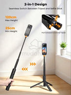 K&F Concept MS21 2-in-1 Selfie Stick Tripod with Bluetooth Remote