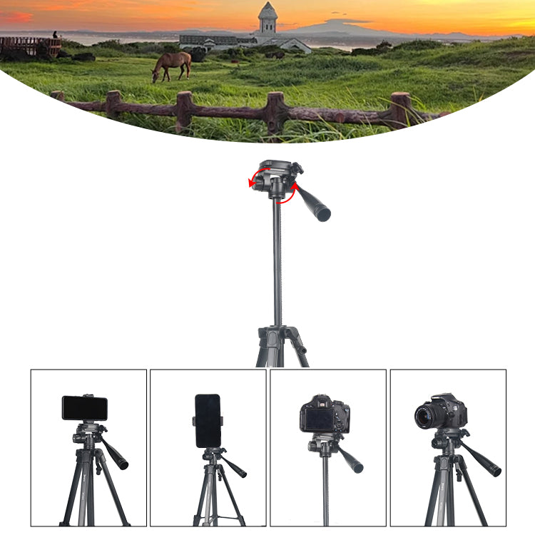 Jmary KP-2201 1.7M Tripod with Pan Head & Ring Light Head for Camera & Mobile