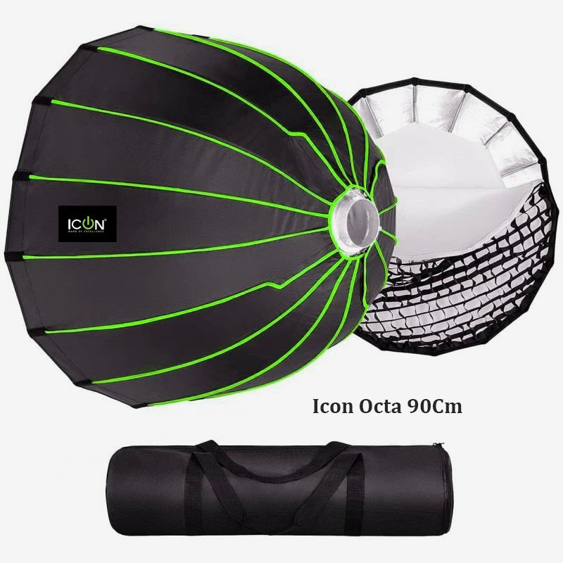 ICON 90cm Foldable Octabox with Honeycomb Grid – Bowens Mount Studio Light Modifier